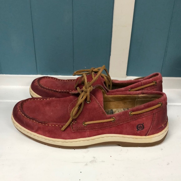 Born Other - BORN red suede boat‎ loafers boating shoes slip on men's size 9.5